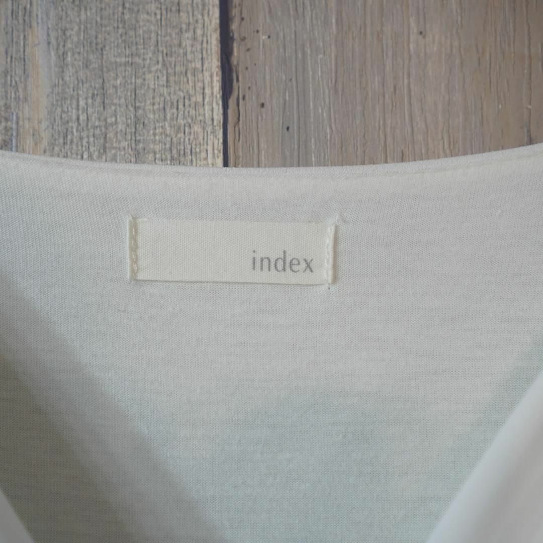 INDEX(インデックス)のindex ボウタイ付きシフォン＆レースコンビワンピース　白×赤茶 レディースのワンピース(ひざ丈ワンピース)の商品写真