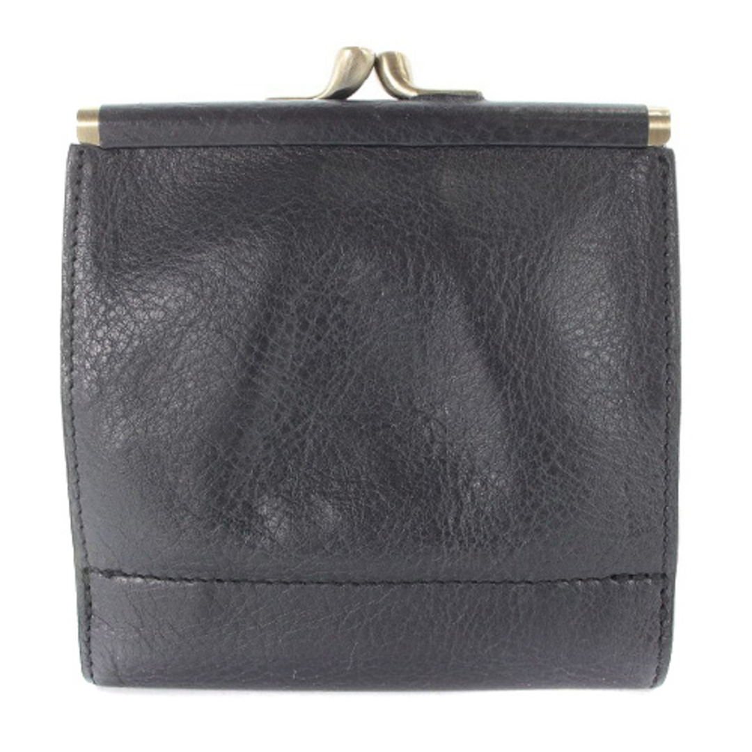 IL BISONTE(イルビゾンテ)のイルビゾンテ 二つ折りがま口財布 レザー ロゴ 黒 レディースのファッション小物(財布)の商品写真