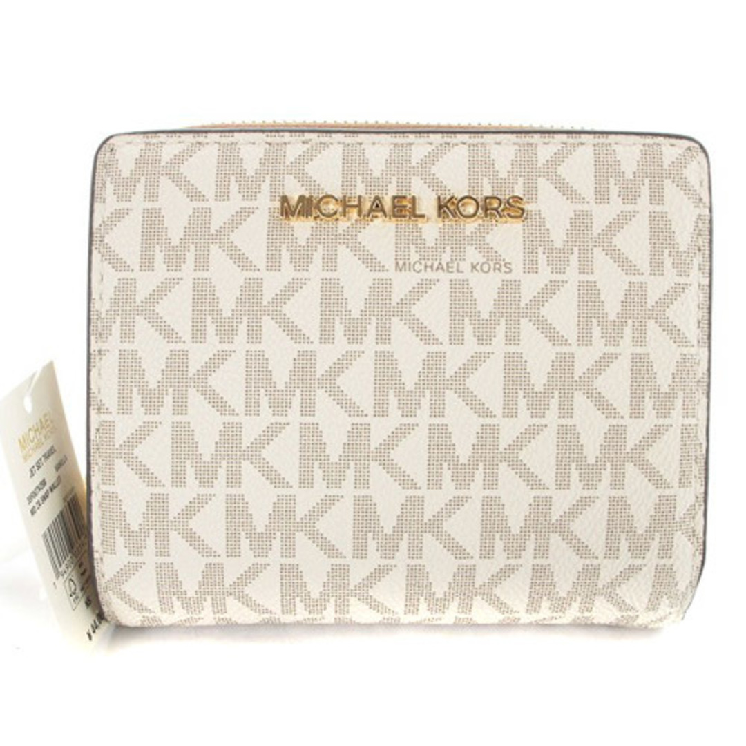 新品☆MICHAEL KORS ホワイト シグネチャー レザー 折り財布