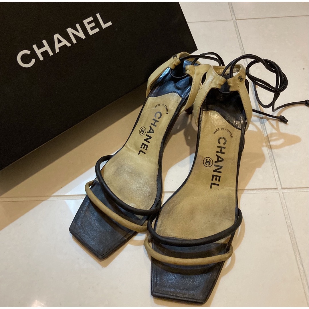 ★CHANEL シャネル★レースアップサンダル 23cm 黒 レディース 紐