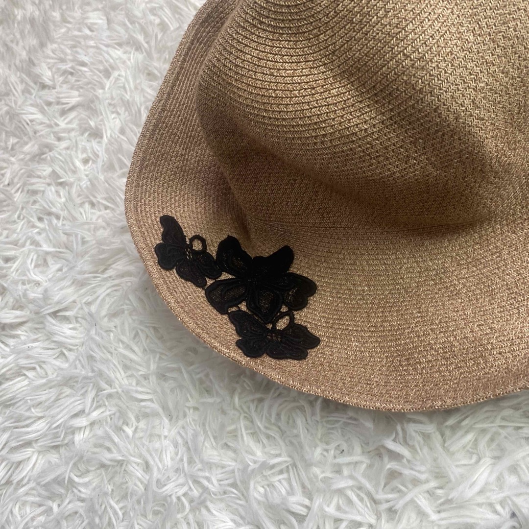 美品✨アシーナニューヨーク アマンダ 麦わら帽子 ハット レース 刺繍 花柄