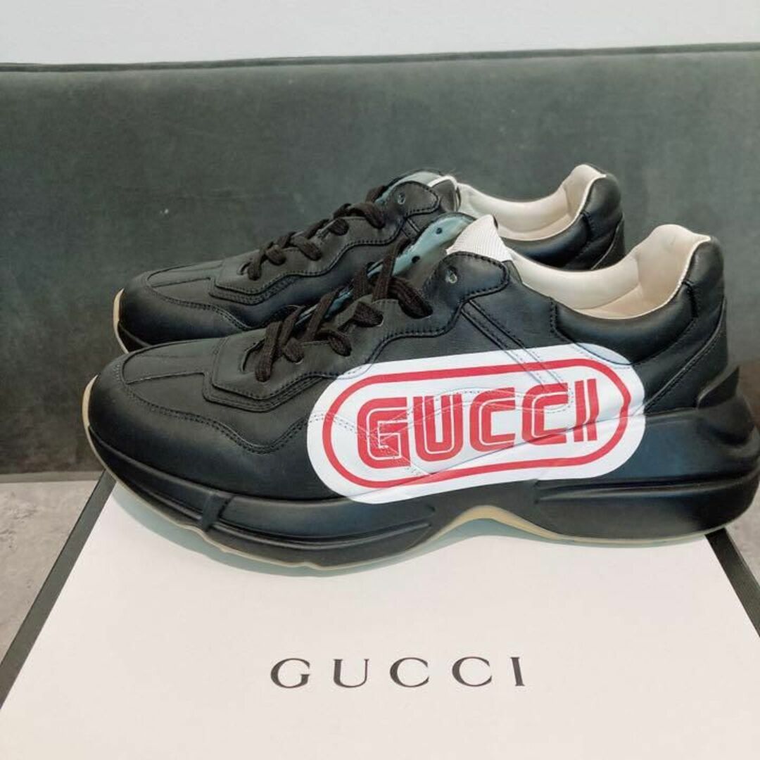 Gucci - 新品未使用 GUCCI 523609 RHYTON ロゴ レザー スニーカーの