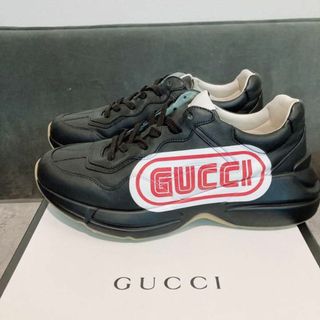 グッチ(Gucci)の新品未使用 GUCCI 523609 RHYTON ロゴ レザー スニーカー(スニーカー)