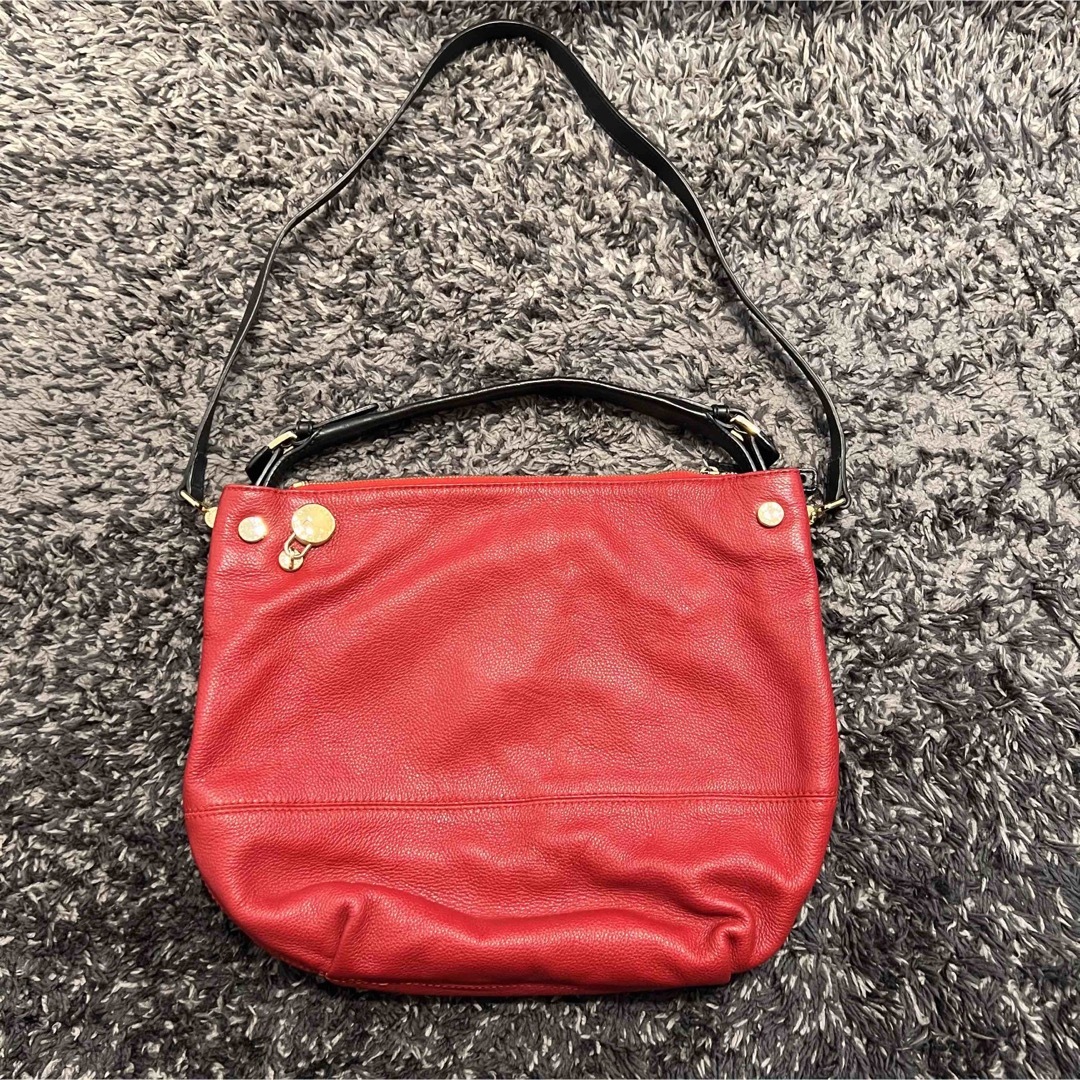 【美品】FURLA レザー ショルダーバッグ ハンドバッグ レッド フルラ