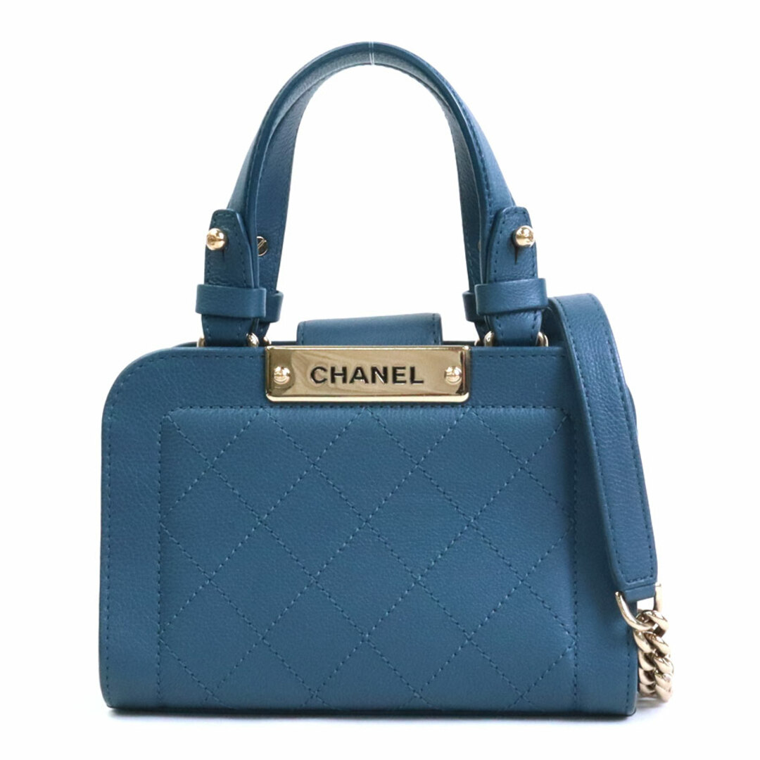 CHANEL(シャネル)のシャネル CHANEL ハンドバッグ 斜め掛けショルダーバッグ マトラッセ レザー/メタル ダークブルー/ゴールド レディース 送料無料【中古】 e56174a レディースのバッグ(ハンドバッグ)の商品写真