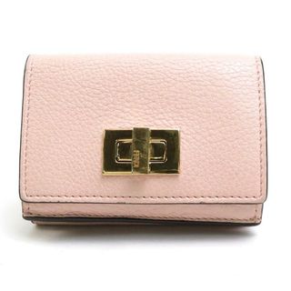 フェンディ(FENDI)のフェンディ FENDI 三つ折り財布 レザー ライトピンク ゴールド レディース 送料無料【中古】 e56186a(財布)