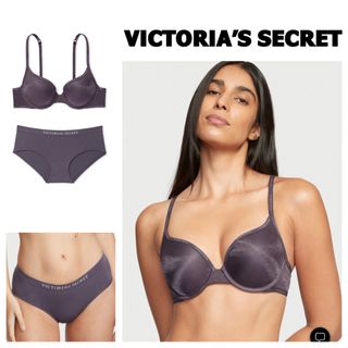 ヴィクトリアズシークレット(Victoria's Secret)の【8/15迄】【新品】VICTORIA’S SECRET ロゴ入りブラ&ショーツ(ブラ&ショーツセット)