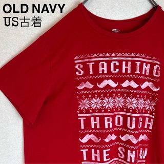 オールドネイビー(Old Navy)のUSA古着 OLDNAVY デカロゴ 半袖Tシャツ 赤レッドXXL(Tシャツ/カットソー(半袖/袖なし))