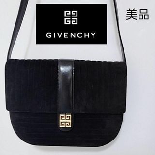 ジバンシィ(GIVENCHY)の美品　ジバンシィ　バッグ　ショルダーバッグ　ブラック　本革　スエード　4Gロゴ(ショルダーバッグ)