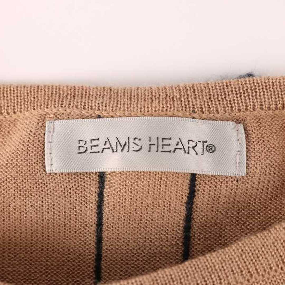 BEAMS(ビームス)のビームス ニット セーター 長袖 チュニック ボーダー トップス ウール混 M相当 レディース Fサイズ ブラウン BEAMS レディースのトップス(ニット/セーター)の商品写真