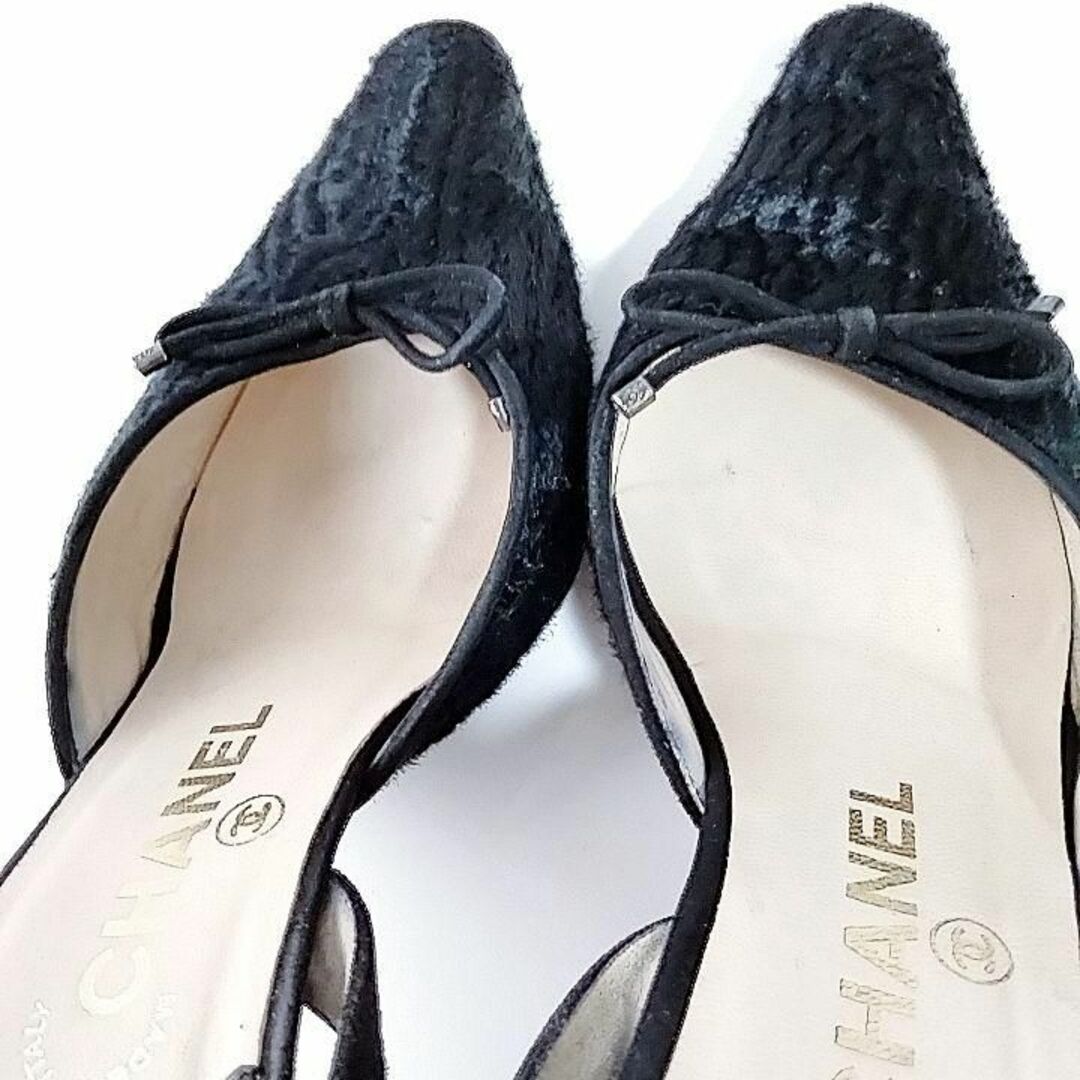 CHANEL - 正規品 シャネル サンダル ブラック ハイヒール スエード