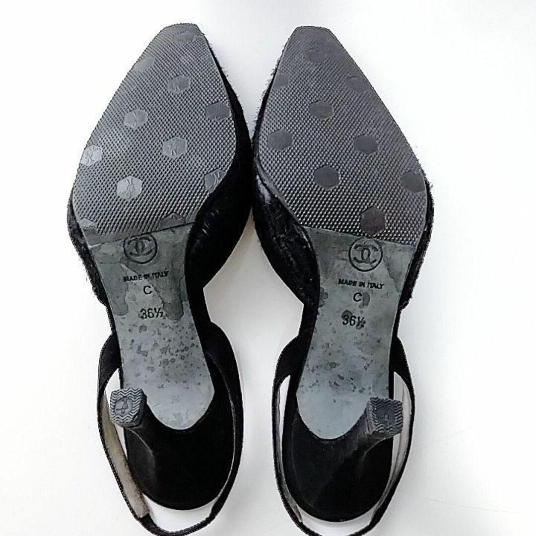 CHANEL - 正規品 シャネル サンダル ブラック ハイヒール スエード