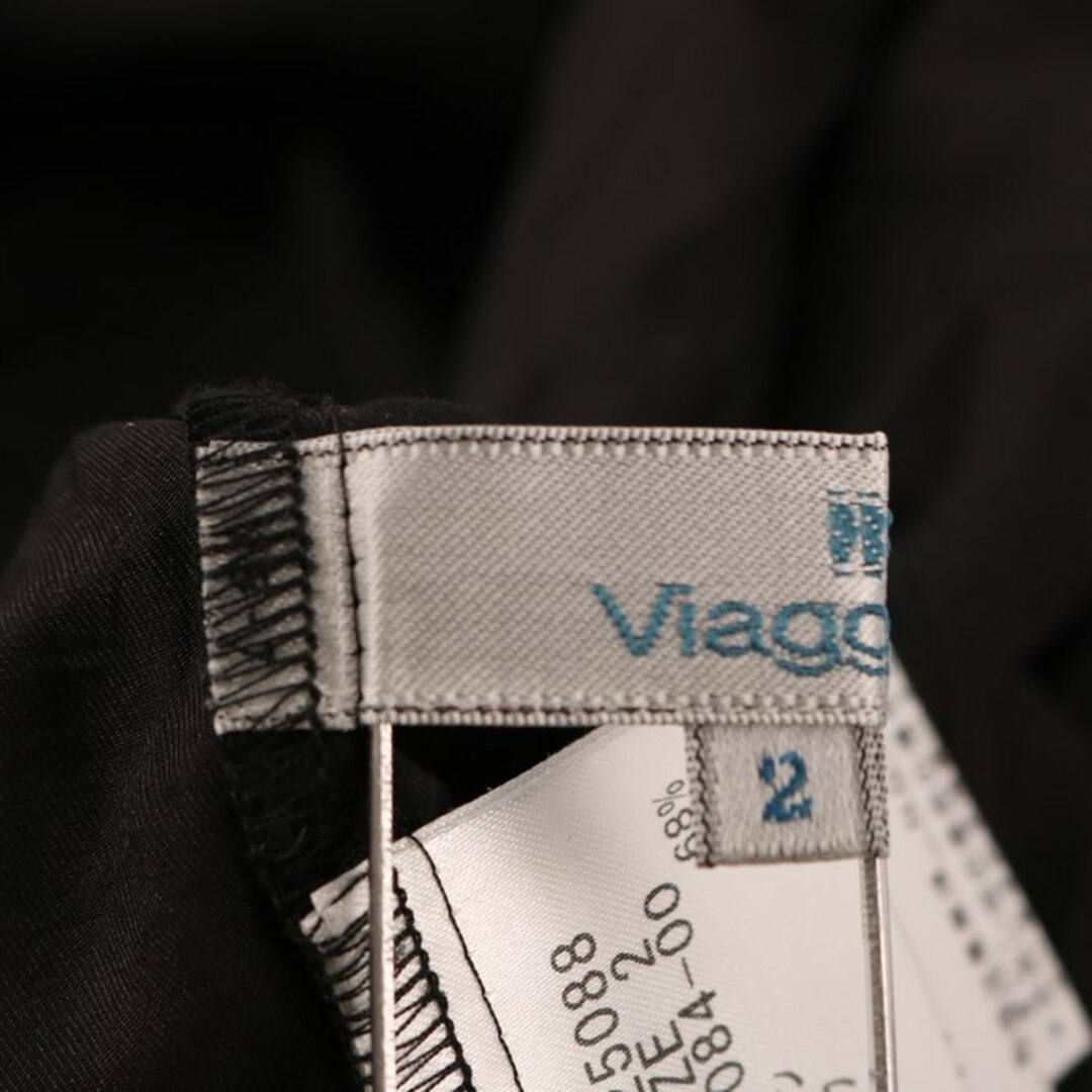 VIAGGIO BLU(ビアッジョブルー)のビアッジョブルー ジャケット ドレープ カーディガン シルク混 黒 無地 アウター レディース 2サイズ ブラック Viaggio Blu レディースのジャケット/アウター(ノーカラージャケット)の商品写真