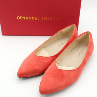 オリエンタルトラフィック プレーンパンプス 未使用 スエード調 フラットシューズ 靴 レディース 38サイズ オレンジ Oriental Traffic(ハイヒール/パンプス)