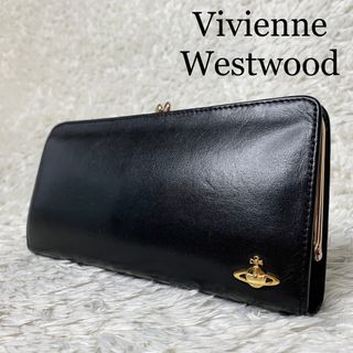 ヴィヴィアンウエストウッド(Vivienne Westwood)の★美品 Vivienne ヴィヴィアン 長財布 がま口 オーブ ブラック 総柄(財布)