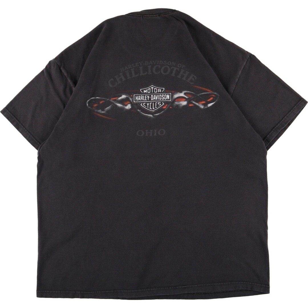 Harley Davidson(ハーレーダビッドソン)の古着 ヘインズ Hanes Harley-Davidson ハーレーダビッドソン 両面プリント モーターサイクル バイクTシャツ メンズXL /eaa354856 メンズのトップス(Tシャツ/カットソー(半袖/袖なし))の商品写真