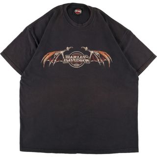 ハーレーダビッドソン(Harley Davidson)の古着 ヘインズ Hanes Harley-Davidson ハーレーダビッドソン 両面プリント モーターサイクル バイクTシャツ メンズXL /eaa354856(Tシャツ/カットソー(半袖/袖なし))