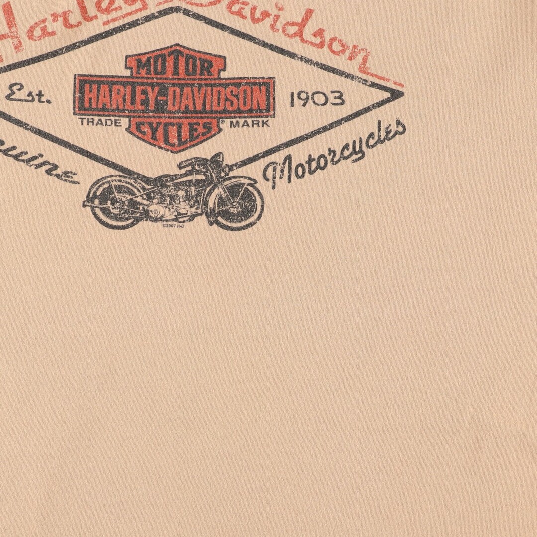 Harley Davidson(ハーレーダビッドソン)の古着 ハーレーダビッドソン Harley-Davidson 両面プリント モーターサイクル バイクTシャツ USA製 メンズXXL /eaa354875 メンズのトップス(Tシャツ/カットソー(半袖/袖なし))の商品写真