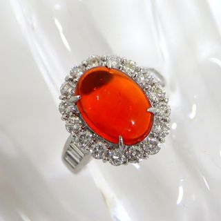 【Jewelry】Pt900 リング ファイヤーオパール4.41ct D1.99ct 総重量14.3g 13.5号 /md14933tg(リング(指輪))