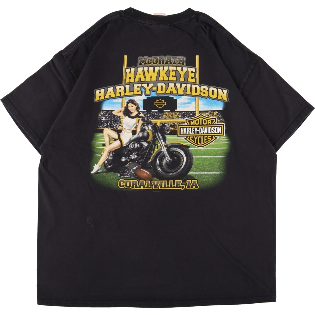 Harley Davidson(ハーレーダビッドソン)の古着 ヘインズ Hanes Harley-Davidson ピンナップガール 両面プリント ハーレーダビッドソン モーターサイクル バイクTシャツ メンズXL /eaa354872 メンズのトップス(Tシャツ/カットソー(半袖/袖なし))の商品写真