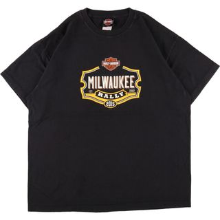 ハーレーダビッドソン(Harley Davidson)の古着 ハーレーダビッドソン Harley-Davidson 両面プリント モーターサイクル バイクTシャツ USA製 メンズXL /eaa354835(Tシャツ/カットソー(半袖/袖なし))