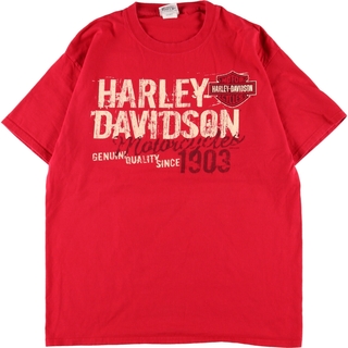 ハーレーダビッドソン(Harley Davidson)の古着 ヘインズ Hanes Harley-Davidson ハーレーダビッドソン 両面プリント モーターサイクル バイクTシャツ メンズL /eaa352436(Tシャツ/カットソー(半袖/袖なし))