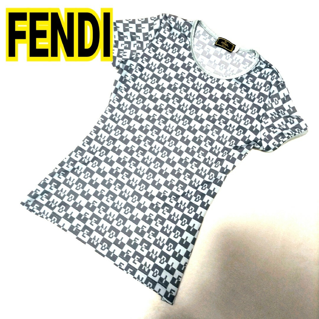 希少 レア 正規品 フェンディ FENDI カットソー Tシャツ 半袖 ロゴ 白トップス