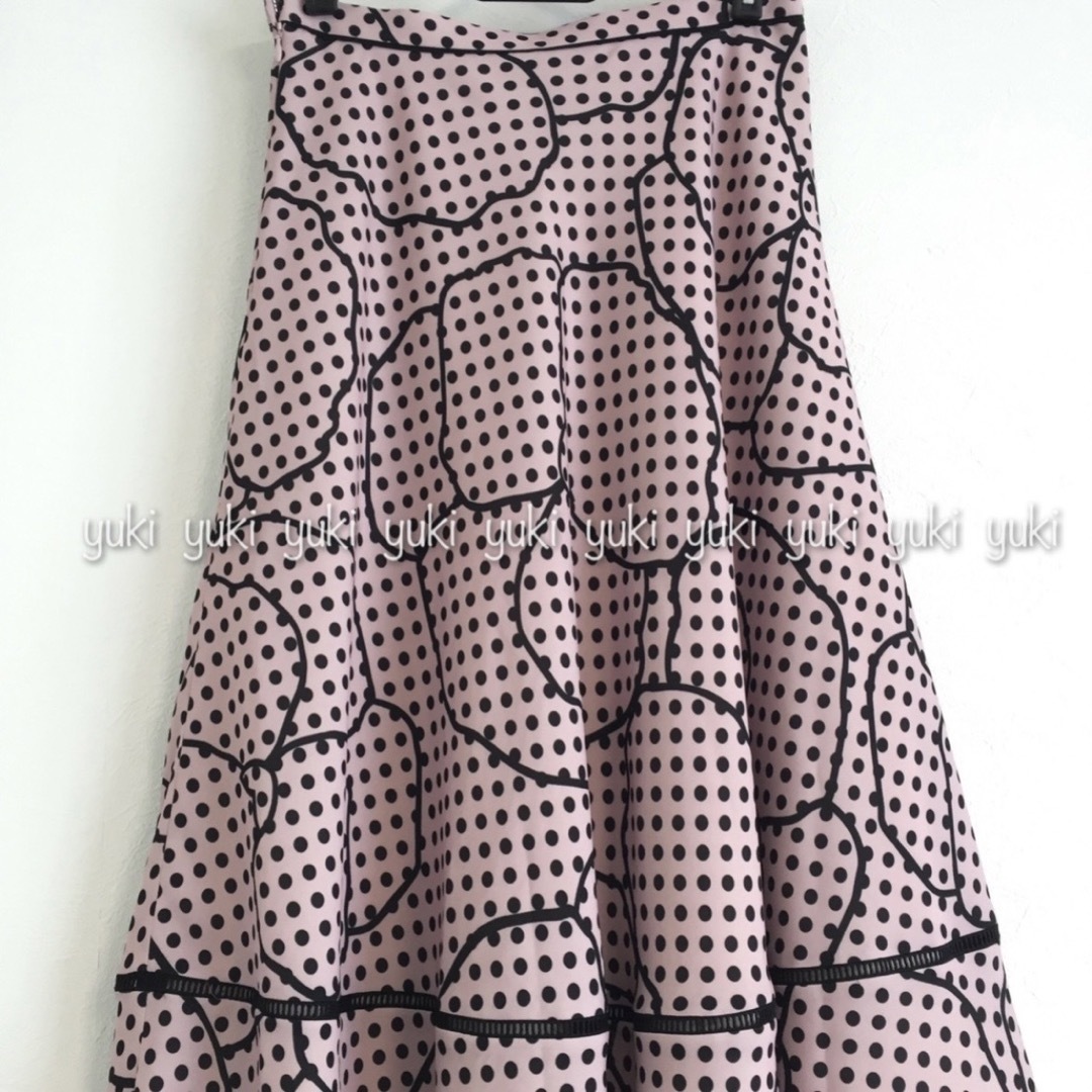 ANAYI(アナイ)のANAYI ドットラインフラワープリント フレアスカート レディースのスカート(ロングスカート)の商品写真