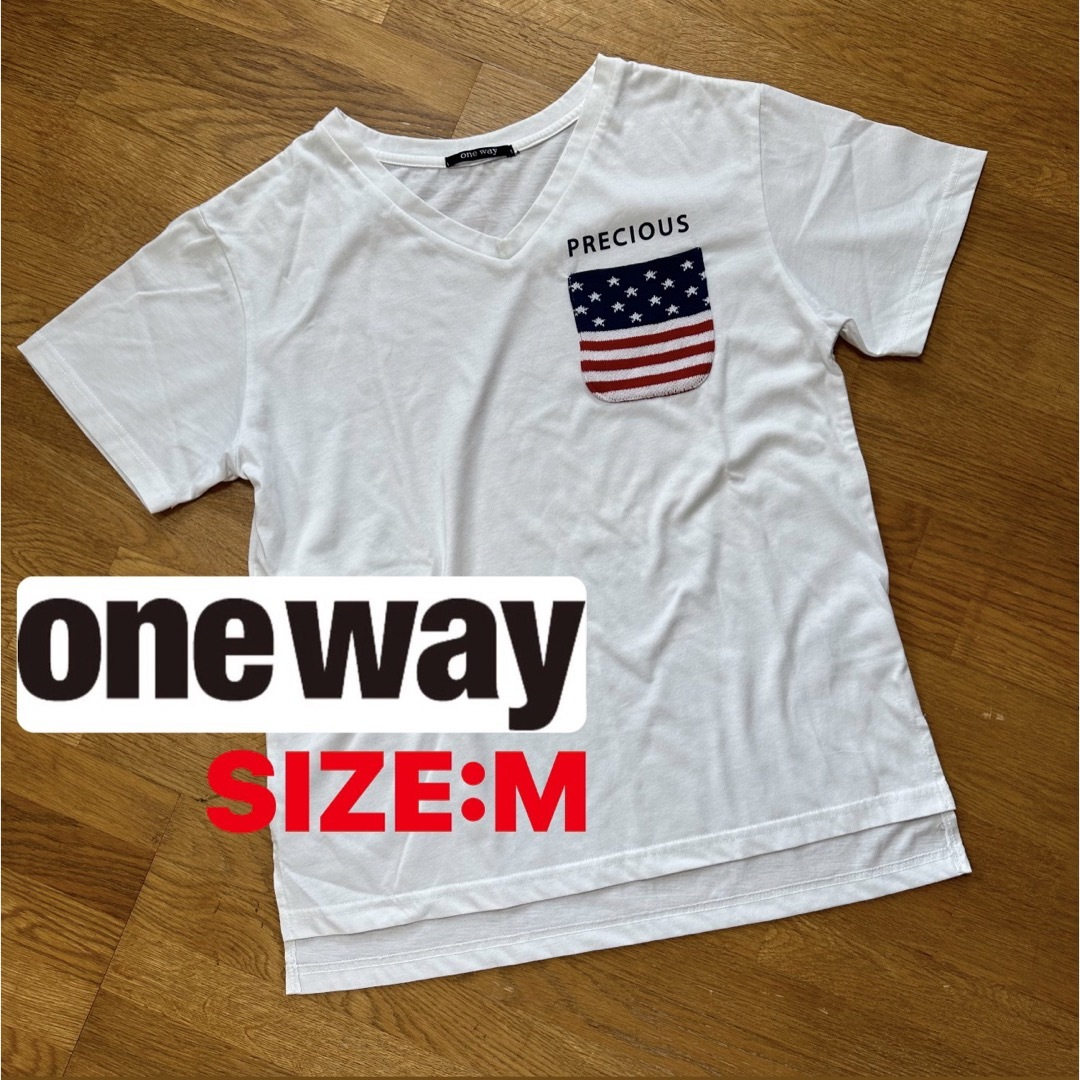 one*way(ワンウェイ)のワンウェイ  Vネック 半袖Tシャツ　Mサイズ レディースのトップス(Tシャツ(半袖/袖なし))の商品写真