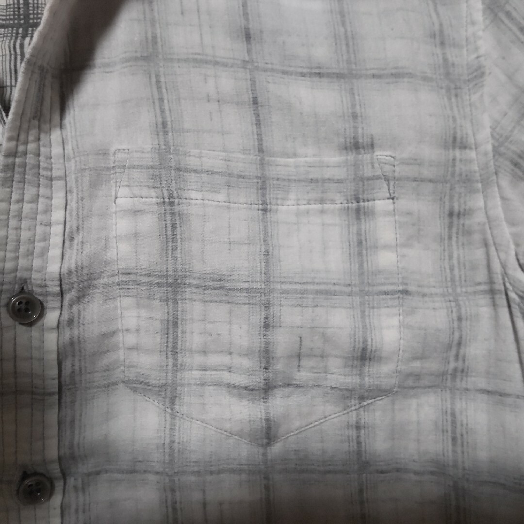 FELISSIMO(フェリシモ)のフェリシモ 七分袖 二重ガーゼシャツ チェック柄/白黒 JPEGG ジェイペグ メンズのトップス(シャツ)の商品写真