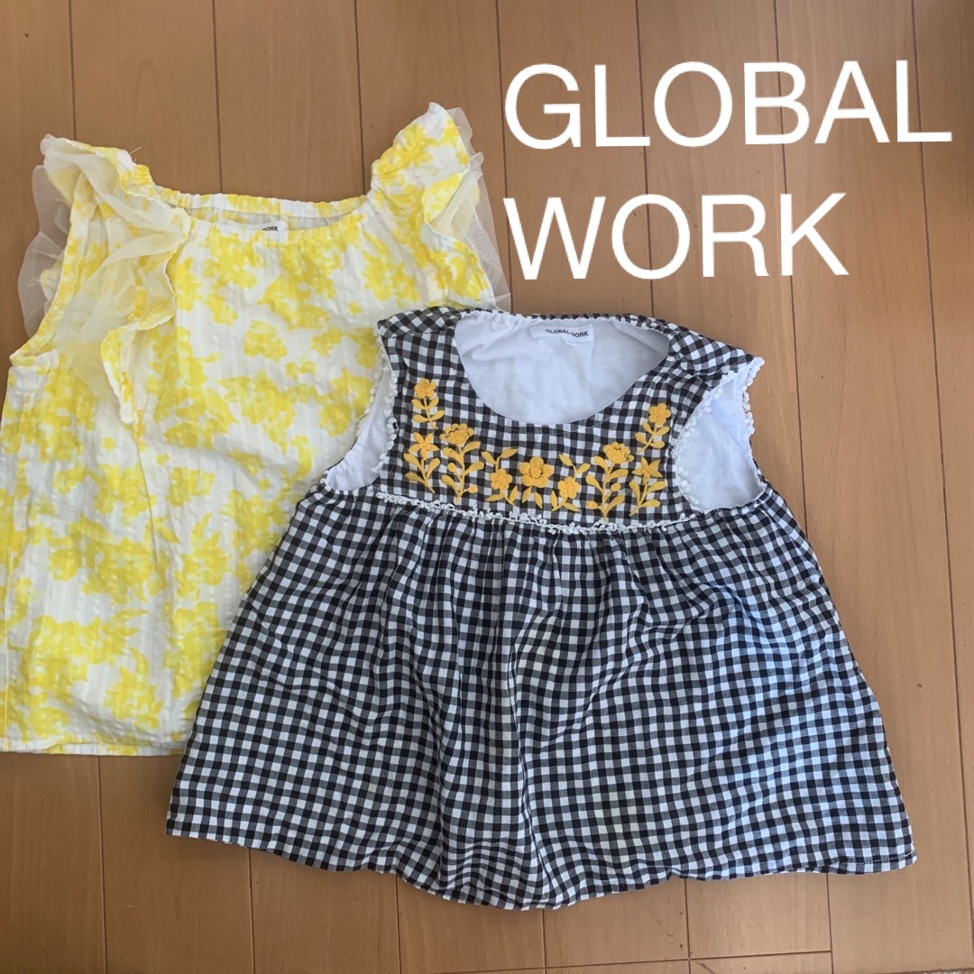 GLOBAL WORK(グローバルワーク)のグローバルワーク　GW★ノースリ　ブラウス　2点セット★L 110-120 キッズ/ベビー/マタニティのキッズ服女の子用(90cm~)(Tシャツ/カットソー)の商品写真