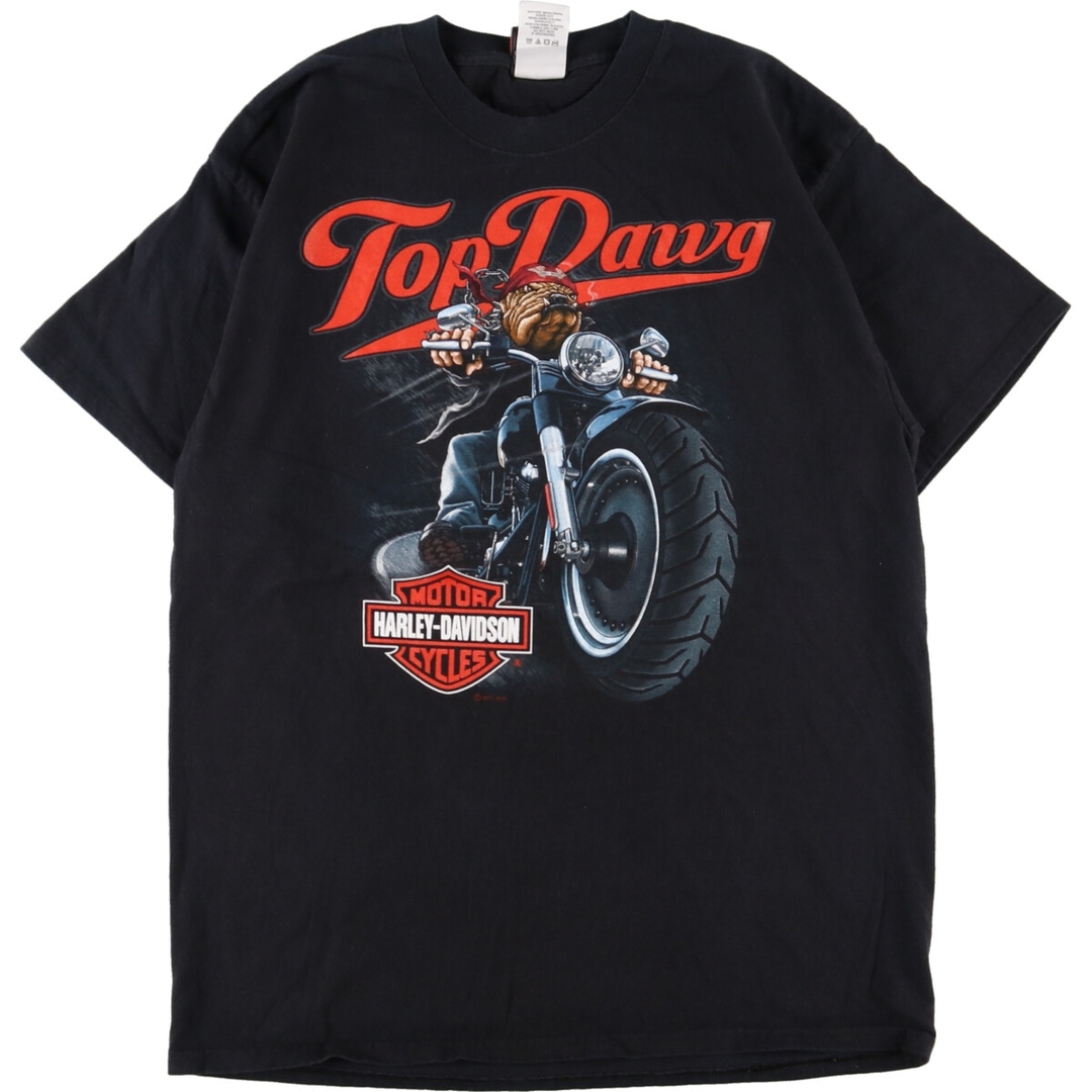 Harley Davidson(ハーレーダビッドソン)の古着 ヘインズ Hanes Harley-Davidson ハーレーダビッドソン 両面プリント モーターサイクル バイクTシャツ メンズM /eaa352496 メンズのトップス(Tシャツ/カットソー(半袖/袖なし))の商品写真