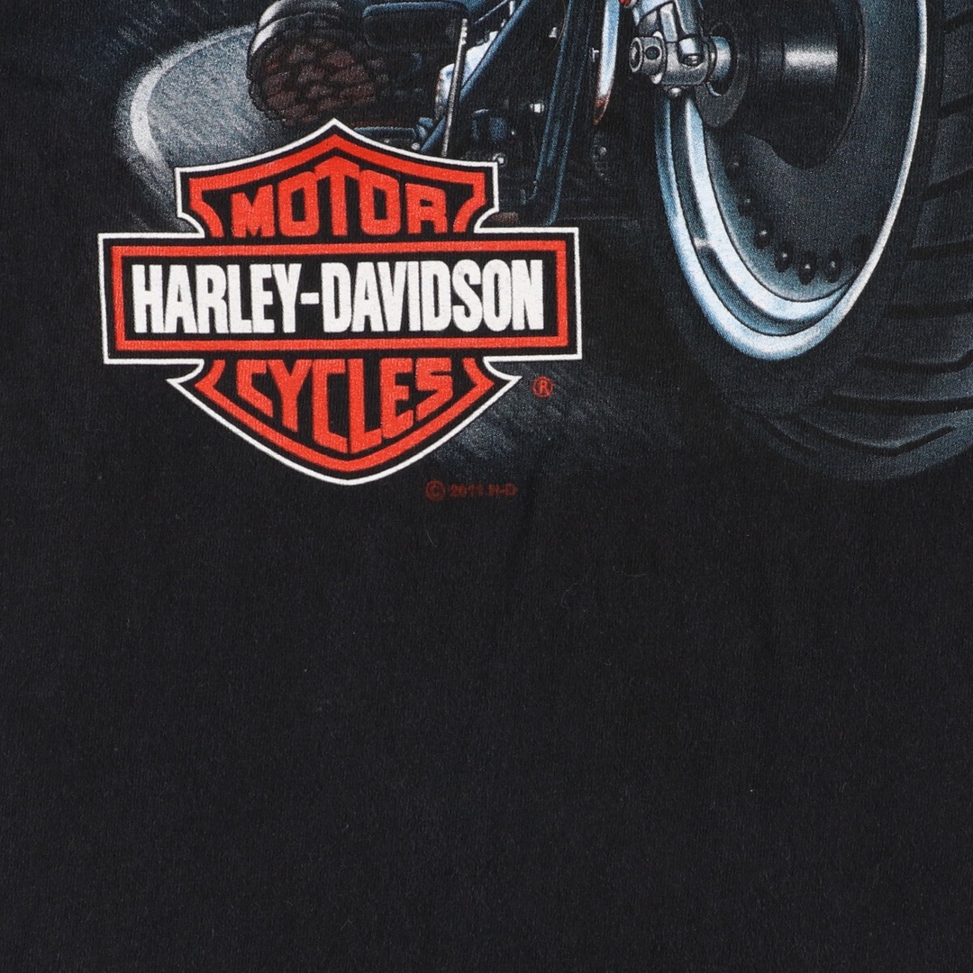 Harley Davidson(ハーレーダビッドソン)の古着 ヘインズ Hanes Harley-Davidson ハーレーダビッドソン 両面プリント モーターサイクル バイクTシャツ メンズM /eaa352496 メンズのトップス(Tシャツ/カットソー(半袖/袖なし))の商品写真