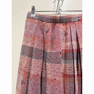 vintage skirt | ビンテージ 花柄 チェック プリーツ スカート(ひざ丈スカート)