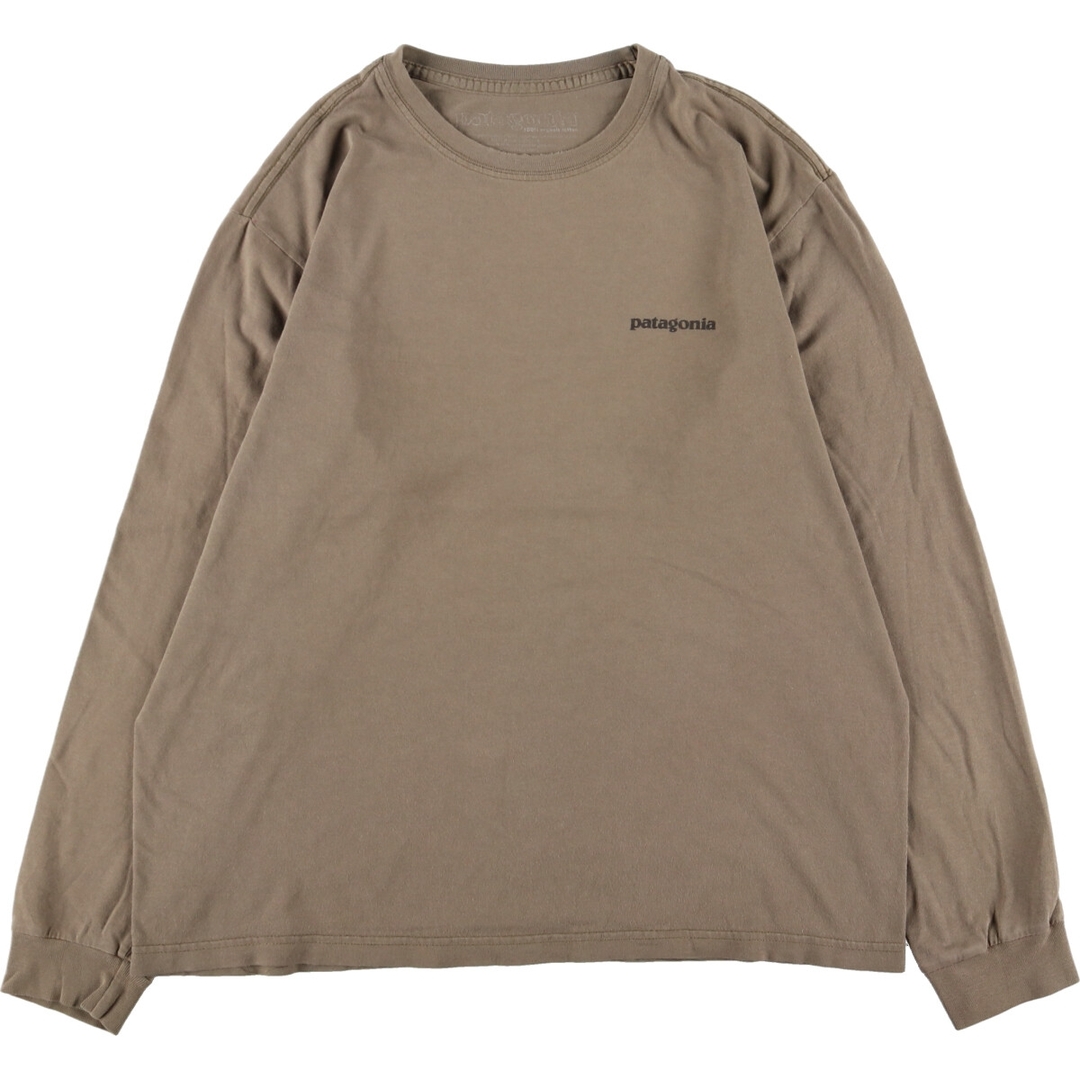 655cm身幅パタゴニア Patagonia ORGANIC COTTON オーガニックコットン バックプリント ロングTシャツ ロンT USA製 メンズL /eaa354041