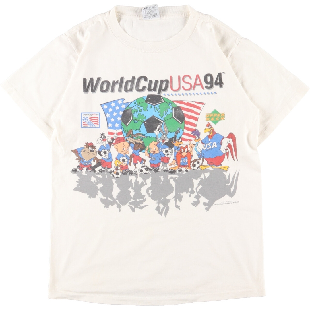 90年代 SPORTS ATTACK LOONEY TUNES ルーニーテューンズ World Cup USA 1994 ワールドカップ キャラクタープリントTシャツ USA製 メンズM ヴィンテージ /eaa352191