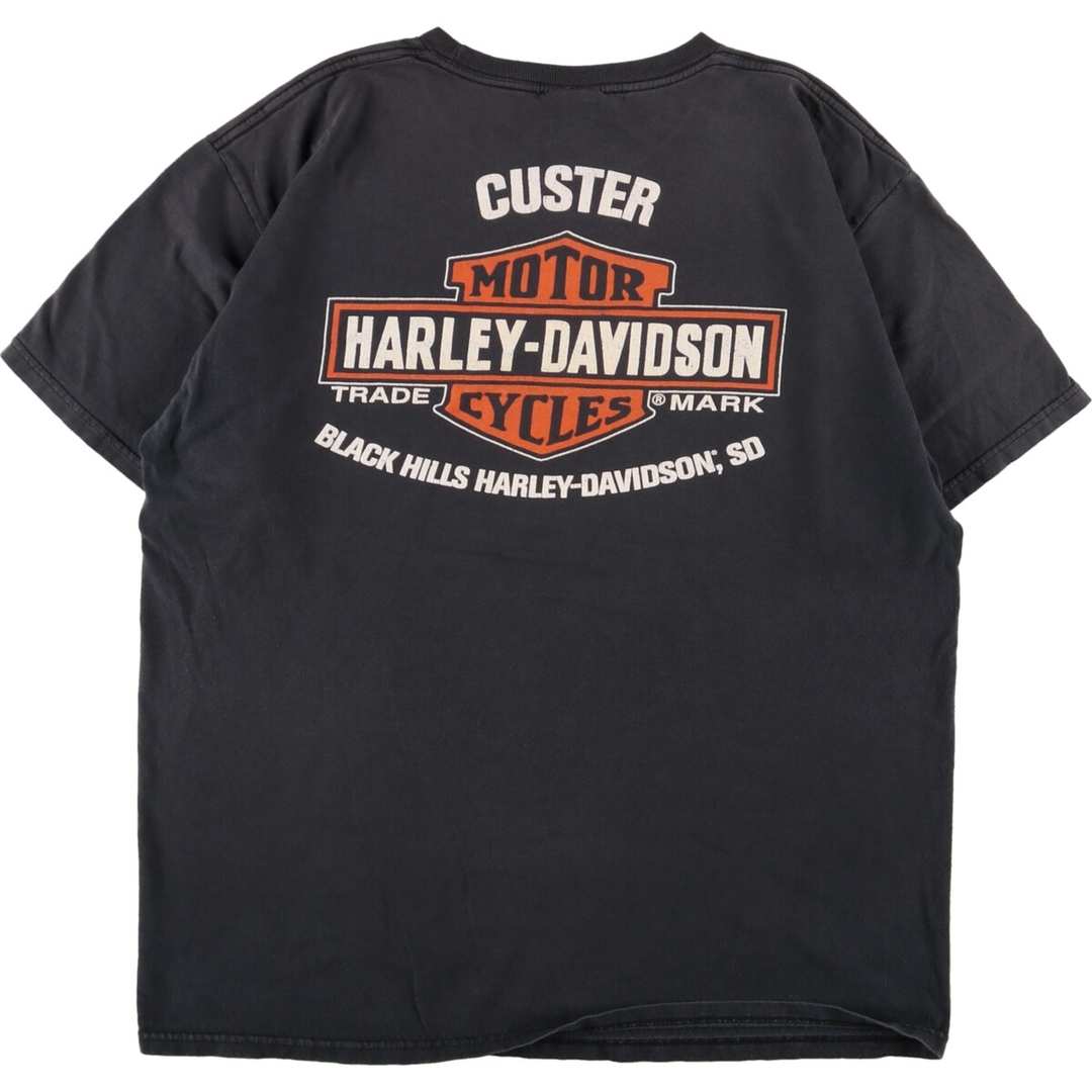 Harley Davidson(ハーレーダビッドソン)の古着 Bravado Harley-Davidson ハーレーダビッドソン 両面プリント モーターサイクル バイクTシャツ メンズL /eaa352443 メンズのトップス(Tシャツ/カットソー(半袖/袖なし))の商品写真