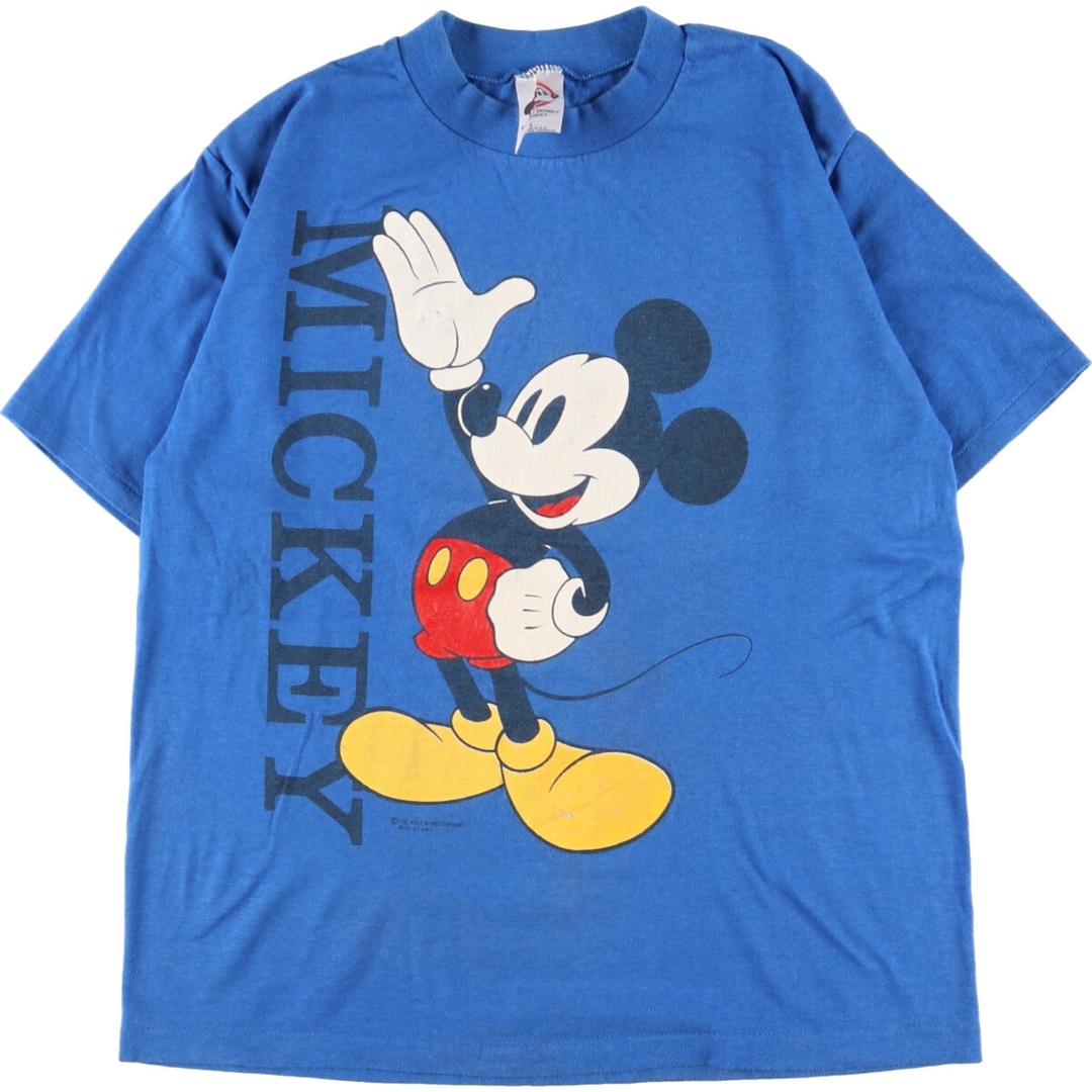 55cm肩幅80年代 THE WALT DISNEY COMPANY MICKEY MOUSE ミッキーマウス キャラクタープリントTシャツ USA製 メンズL ヴィンテージ /eaa352193