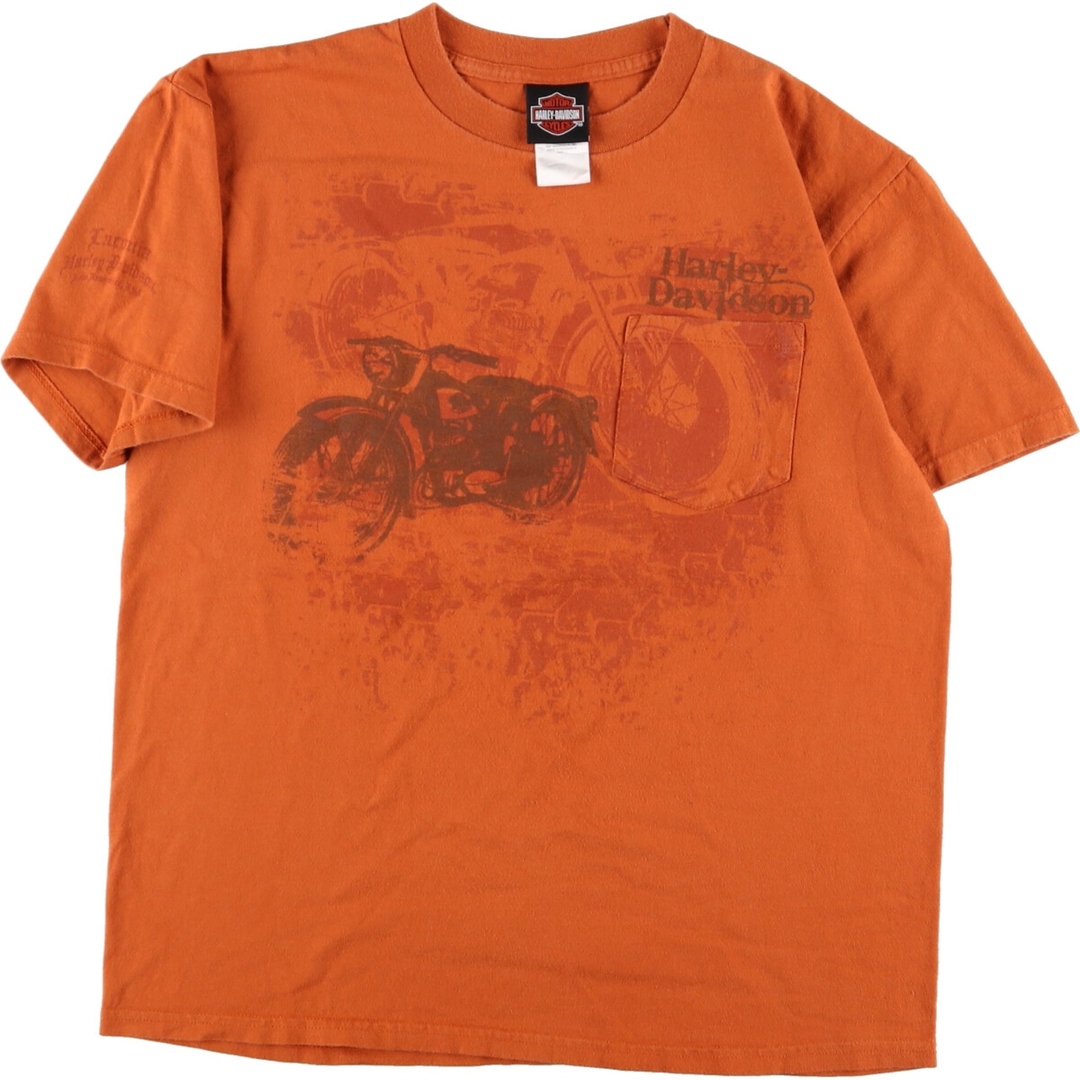 Harley Davidson(ハーレーダビッドソン)の古着 ハーレーダビッドソン Harley-Davidson 袖プリント モーターサイクル バイクTシャツ メンズL /eaa352442 メンズのトップス(Tシャツ/カットソー(半袖/袖なし))の商品写真