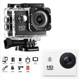 アクションカメラ　ホワイト　SJ4000E ハイビジョン　防水　4Kビデオカメラ(ビデオカメラ)