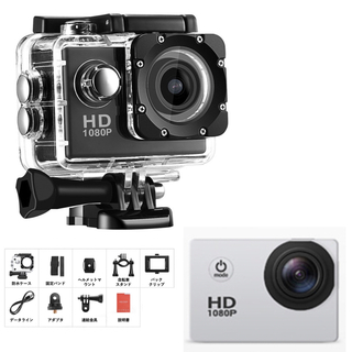 アクションカメラ　シルバー　SJ4000E ハイビジョン　防水　ビデオカメラ4K(ビデオカメラ)