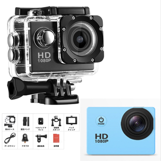 アクションカメラ　ブルー　SJ4000E ハイビジョン　防水　ビデオカメラ　4K(ビデオカメラ)