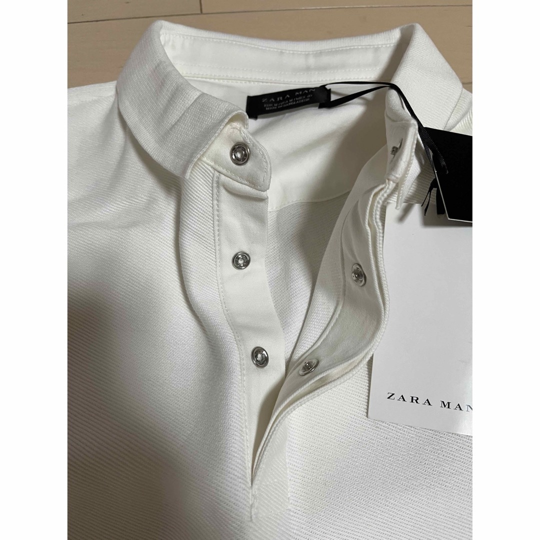 ZARA(ザラ)のZARA ザラ　ZARAMAN ポロシャツ　タイト　Mサイズ　新品　ホワイト メンズのトップス(ポロシャツ)の商品写真