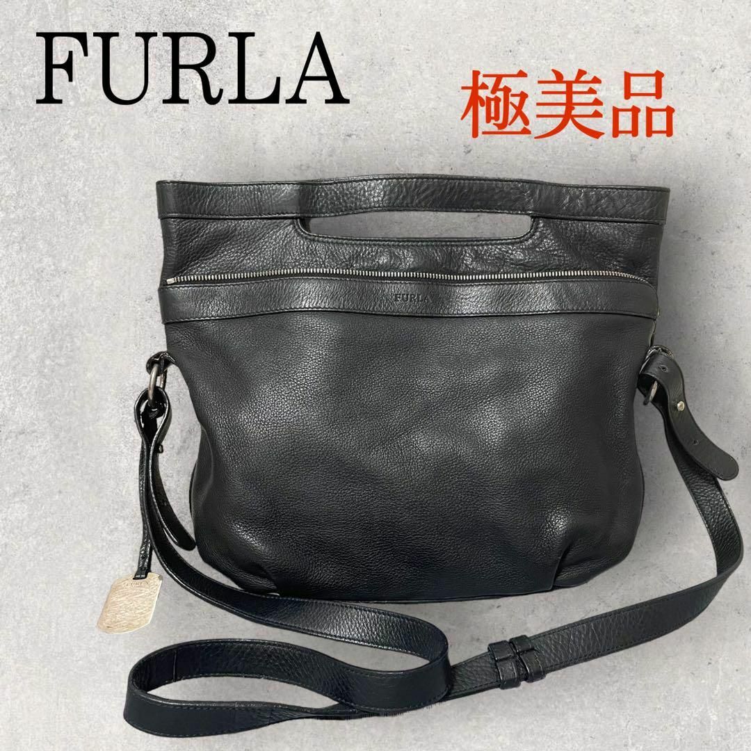 美品 FURLA フルラ 3WAY レザー ショルダーバッグ ブラック 黒 - 通販