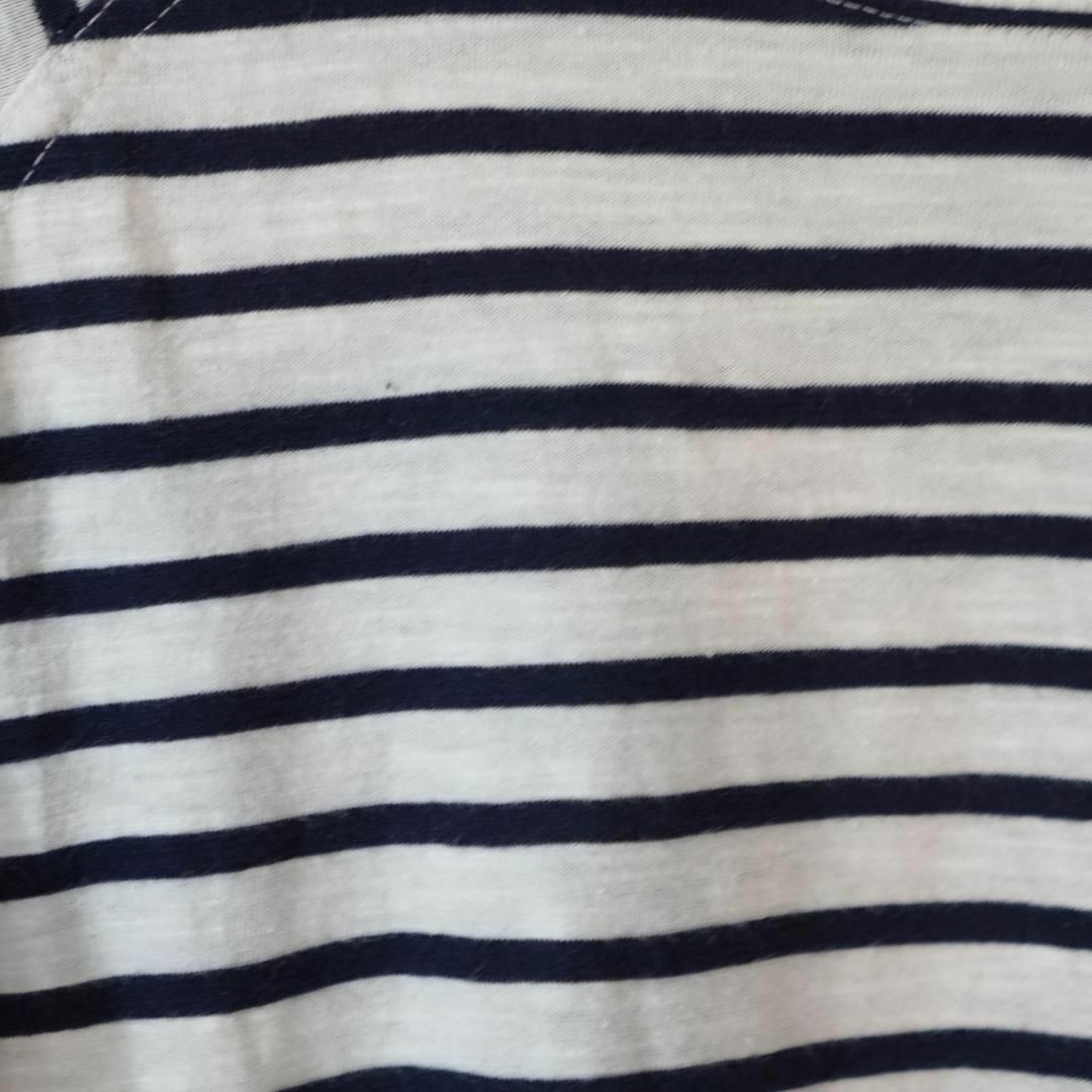 ZARA(ザラ)のZARA TRAFALUC クルーネックボーダーカットソー 白×紺 S レディースのトップス(Tシャツ(長袖/七分))の商品写真