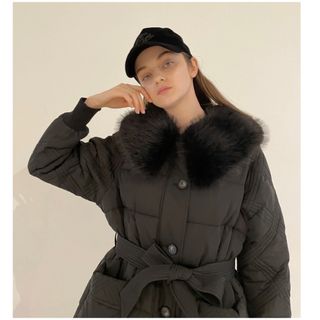 épine fur collar quilting down coat