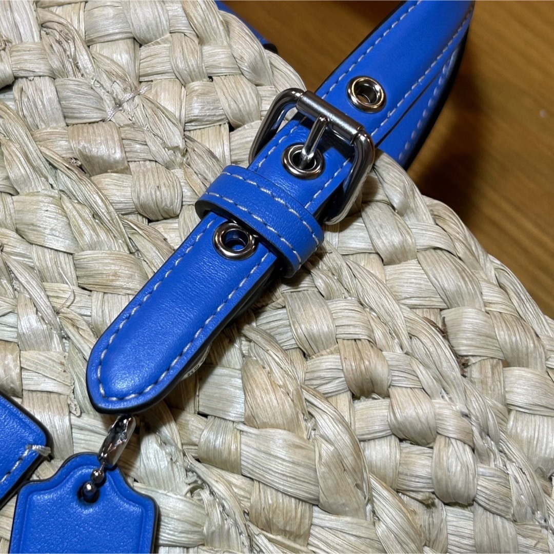 COACH - 新品未使用 COACH カゴバッグ 青 夏 ブルー ストロー 流行りの