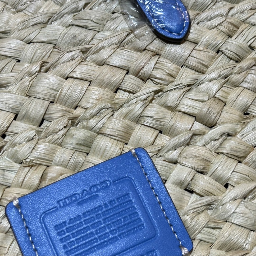 COACH - 新品未使用 COACH カゴバッグ 青 夏 ブルー ストロー 流行りの