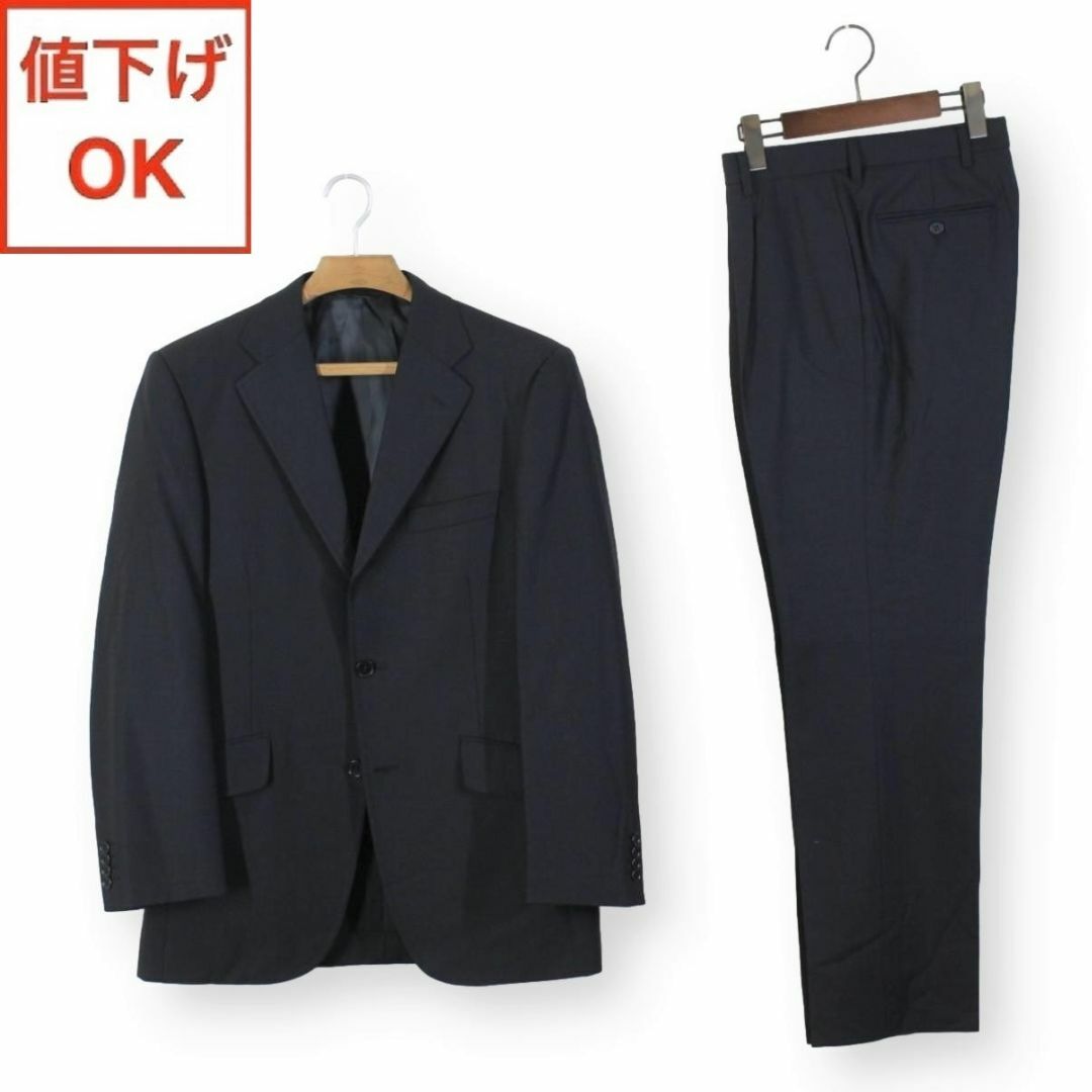 40【極美品】ニューヨーカー スーツ A4 メンズ M ブラック 黒