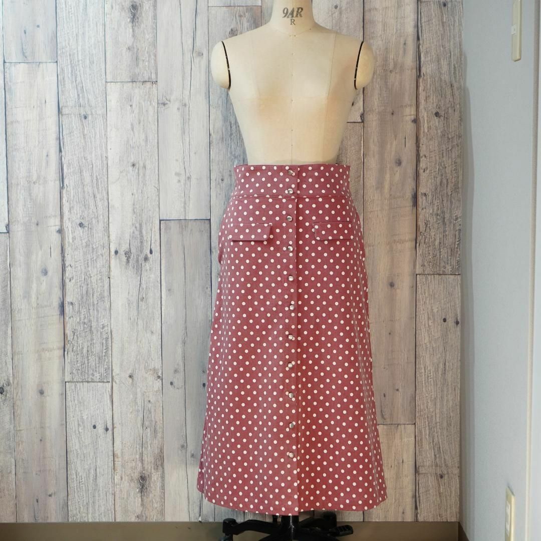 COEL ドットプリントワークスカート Aライン 赤38 レディースのスカート(ロングスカート)の商品写真